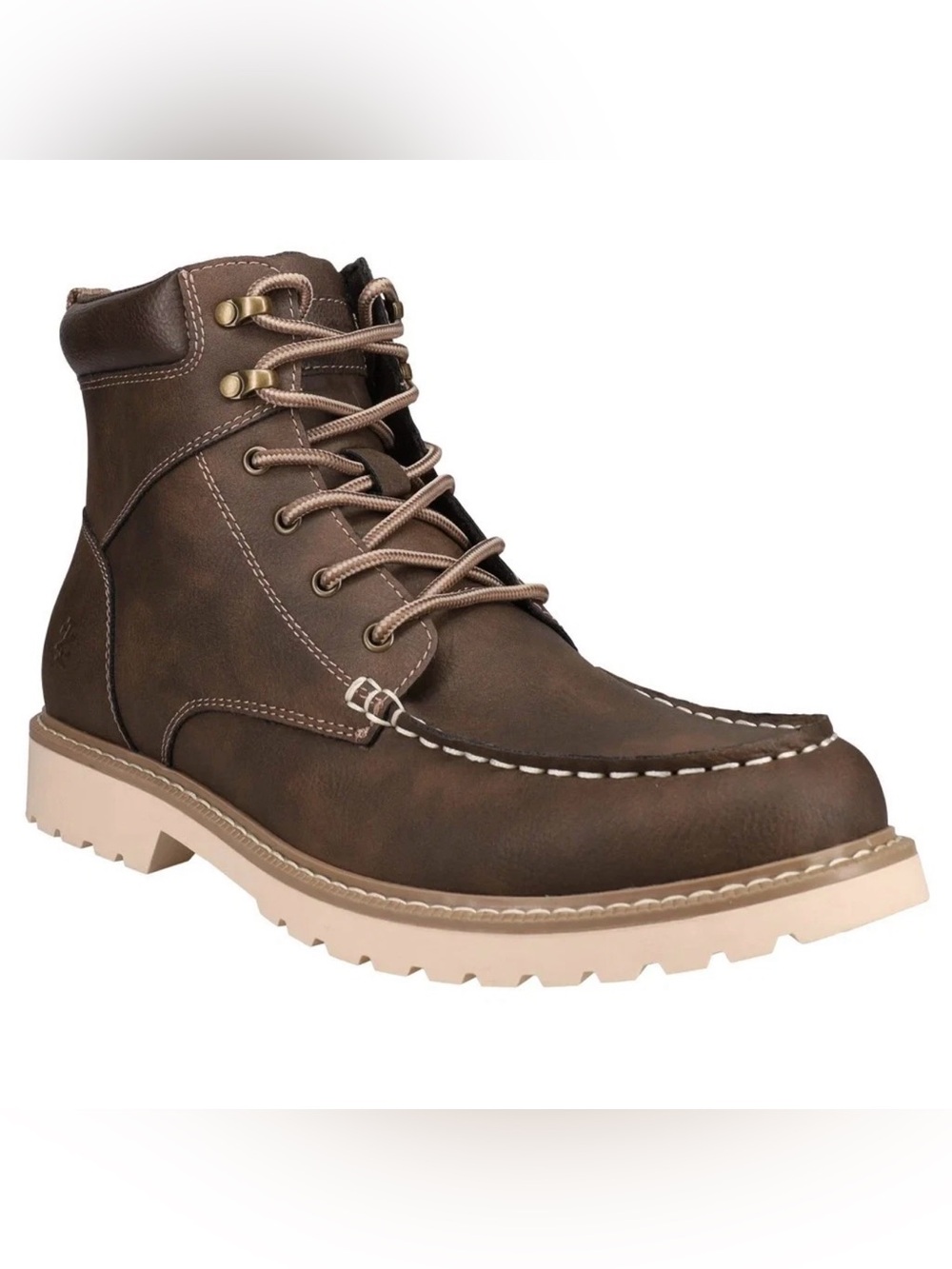 Izod Men's Lace Up Boots Memory Foam- BROWN  Size 8